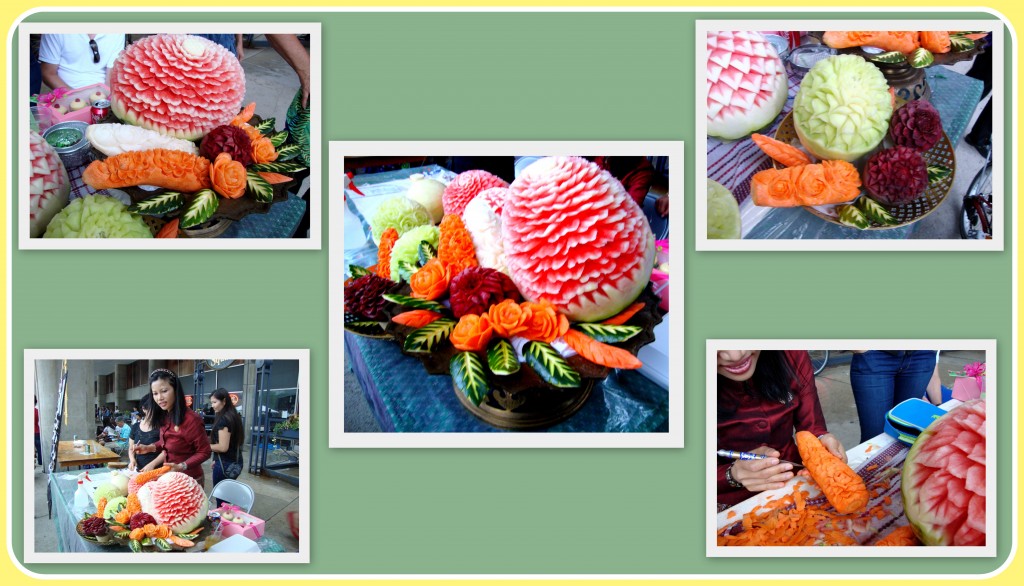 These images were taken at a fruit-carving demonstration in Toronto at the Street Festival called "Taste of Thailand." (Collage added to post 08/02/2014)