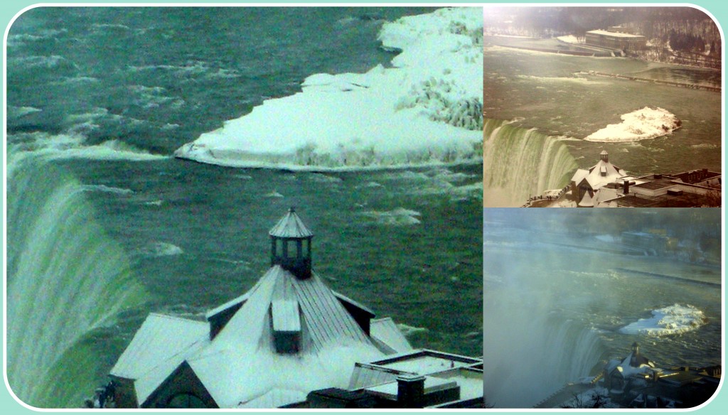 There's a small little island that is visible near to the Falls.  As you can see from these images, it is now covered with snow and ice.