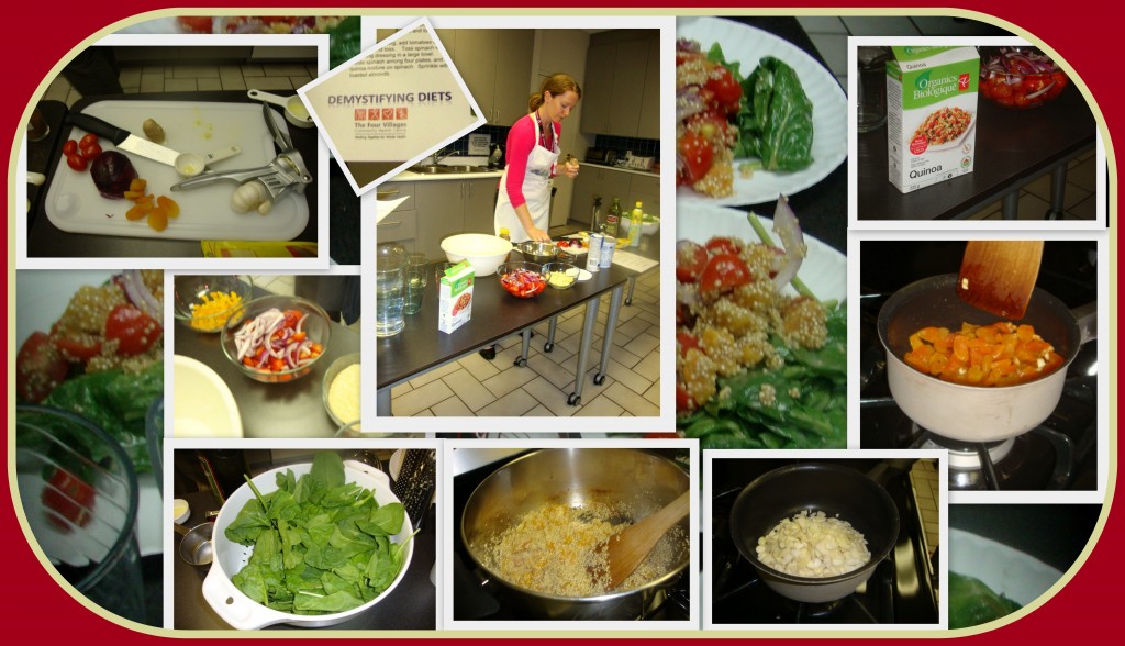 After the food talk came the cooking demo by Michelle and our time to taste the yummy Quinoa Salad with Dried Apricots and Baby Spinach.