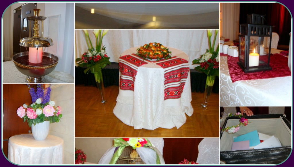 Korovai on table with other wedding decor