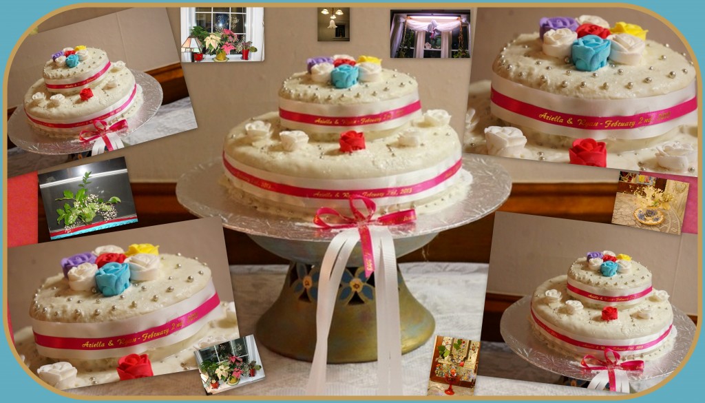 It was fun making the wedding cake and decorating it.