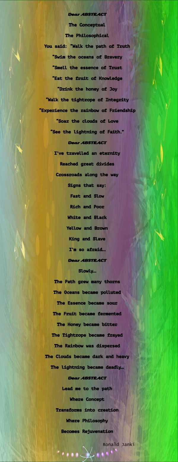 Dear Abstract Poem by Ronald Janki