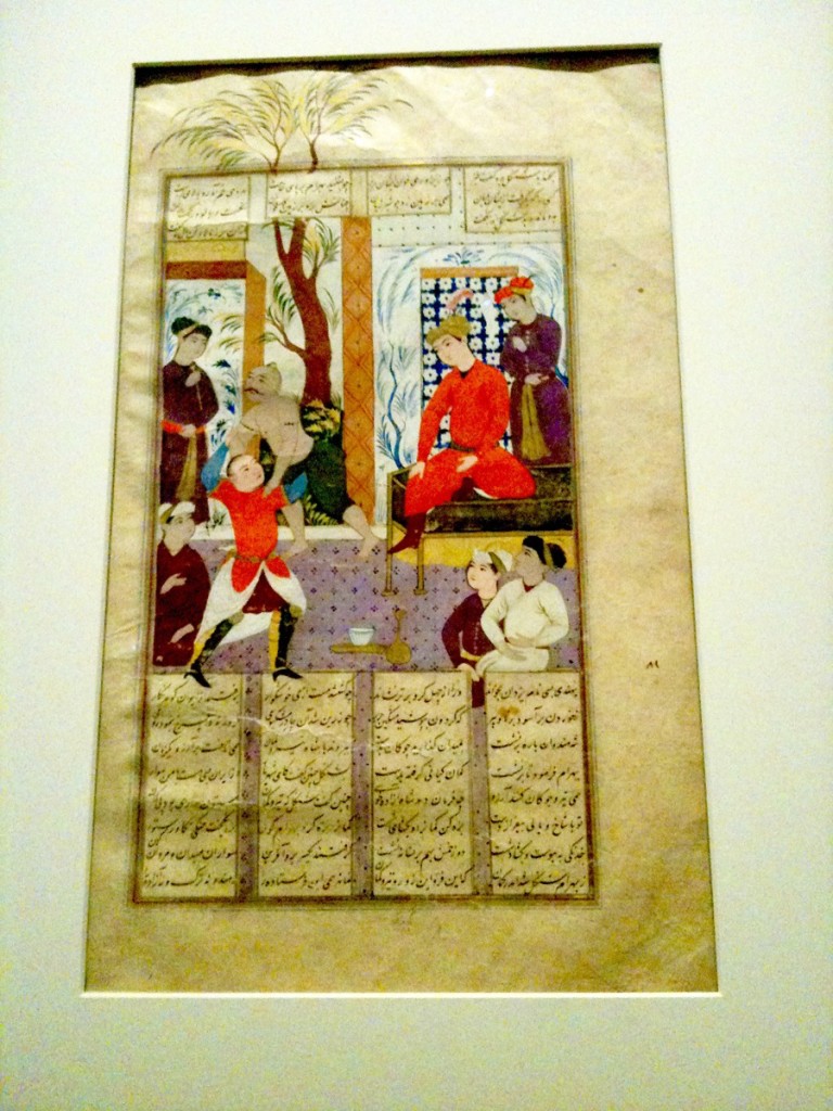 Painted Manuscripts (miniature) were very popular in the Islamic world. Calligraphy, as you know, has special significance in the Islamic world. You can see calligraphy on this painted manuscript - which was a common thing.